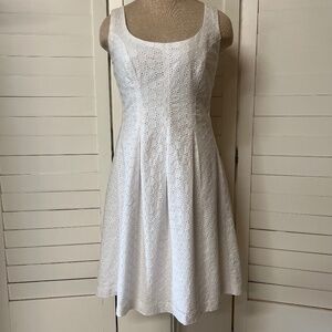 Pappagallo White Eyelet Fit and Flair Dress Size 10